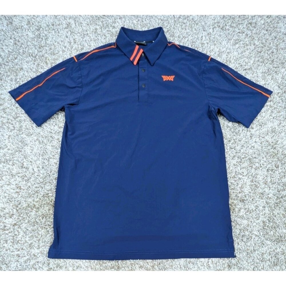 PXG Polo Shirt Men's Small Blue Vented Performance Golf Short Sleeve Stretch